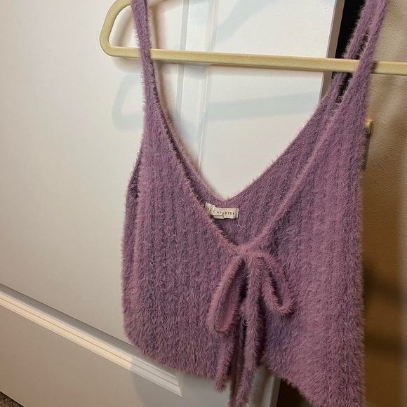 LA Hearts PacSun Women's Lavender Fuzzy Purple Tank Top Crop Shirt - Picture 9 of 12